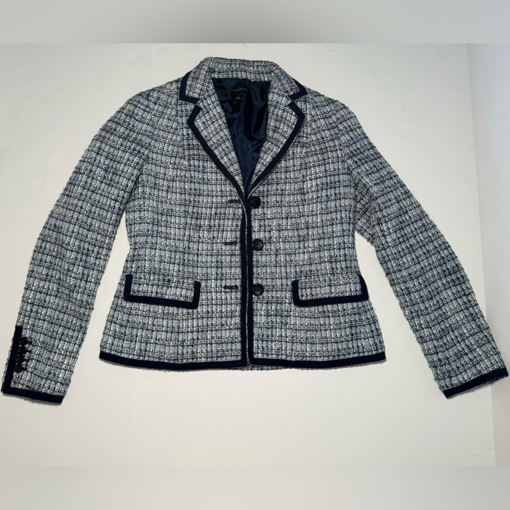 Talbots navy tweed blazer size S